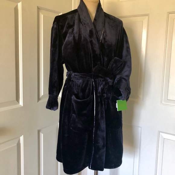 Kate Spade Blue Fleece Holiday Plush Robe XS/S - Picture 3 of 8